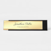 Handschriftekst Elegant Gold Moderne Sjabloon Bureau Naambordje (Voorkant)