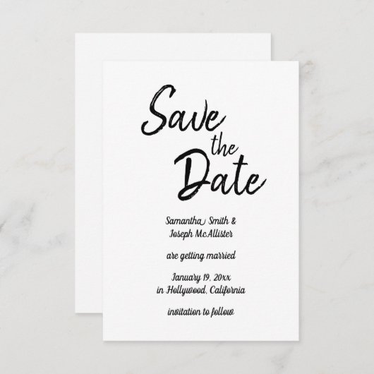 Handschriftelarker Stijllettertype zwart-wit Kaart (Voorkant / Achterkant)