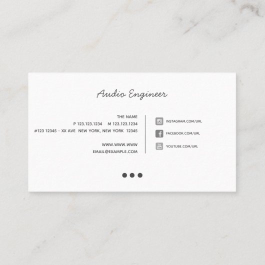 Handschriftenaudiotechnicus met Logo en sociale me Visitekaartje (Achterkant)