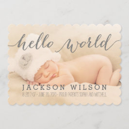Handschriftenfotokaart voor geboorte Baby Aankondiging