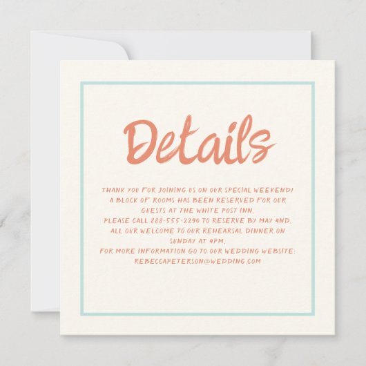 Handschriftenretro bruiloft - Invitatie voor detai Kaart (Voorkant)