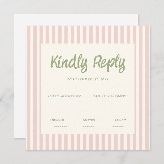 Handschriftherretro Wedding Rsvp Uitnodiging (Voorkant / Achterkant)