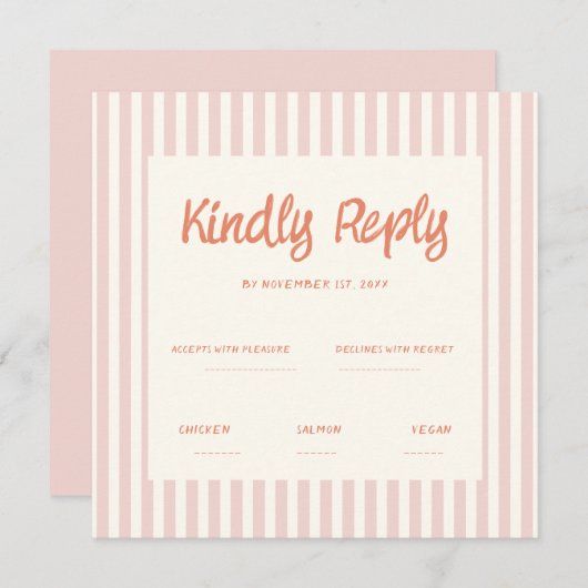Handschriftherretro Wedding Rsvp Uitnodiging (Voorkant / Achterkant)