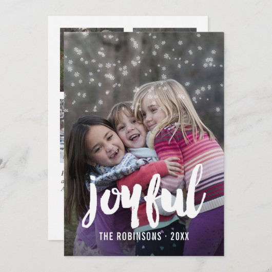 Handschriftoverlay Sneeuwkerstfamiliefoto Feestdagenkaart (Voorkant / Achterkant)