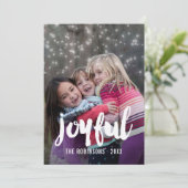 Handschriftoverlay Sneeuwkerstfamiliefoto Feestdagenkaart (Staand voorkant)