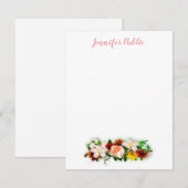 Handschrifttekst Elegante Waterverf Bloemen Bloeme Notitiekaartje (Voorkant / Achterkant)