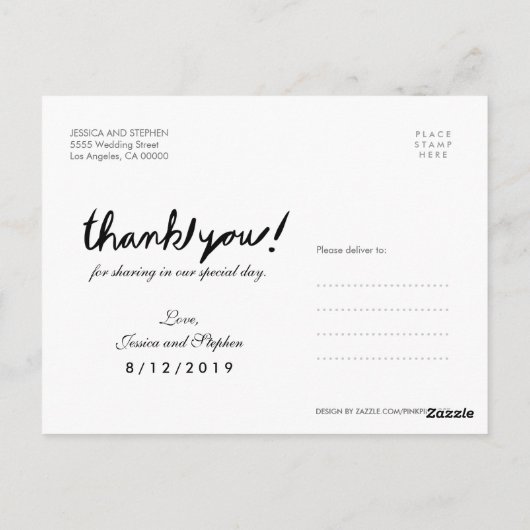 Handschrijf 4 Foto collage Hartelijk dank zwart Br Briefkaart (Achterkant)