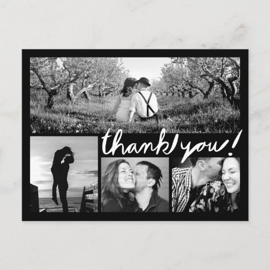 Handschrijf 4 Foto collage Hartelijk dank zwart Br Briefkaart (Voorkant)