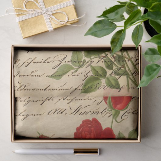 handschrijvende Rozen Ephemera-ontkoppeling Tissuepapier (Geschenk)