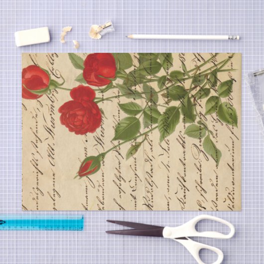  handschrijvende Rozen Ephemera-ontkoppeling Tissuepapier (Craft)