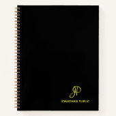 Handscript Elegant Gold Monogram Name Initiaal Notitieboek (Voorkant)