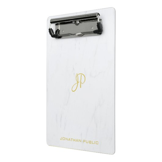 Handscript Gold Monogram Professional Cool Marble Mini Klembord (Angled2)