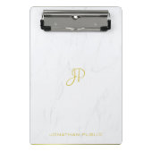 Handscript Gold Monogram Professional Cool Marble Mini Klembord (Voorkant)