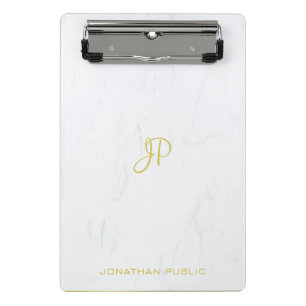 Handscript Gold Monogram Professional Cool Marble Mini Klembord