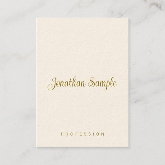 Handscript Gold Text Modern Vertical Sjabloon Visitekaartje (Voorkant)