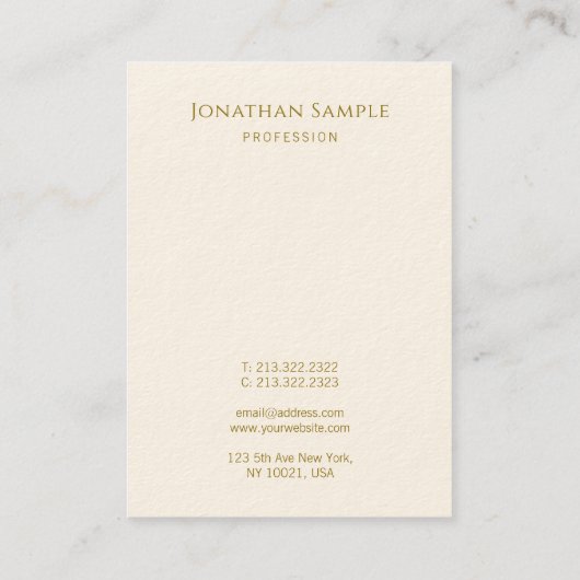 Handscript Gold Text Modern Vertical Sjabloon Visitekaartje (Achterkant)