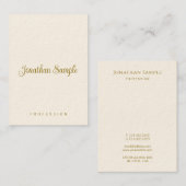 Handscript Gold Text Modern Vertical Sjabloon Visitekaartje (Voorkant / Achterkant)