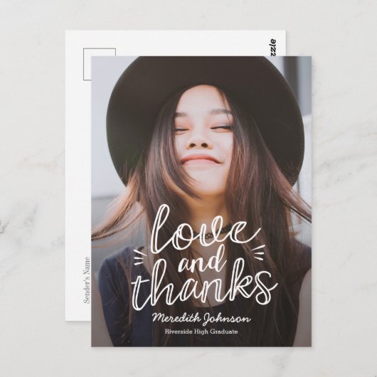 Handscript Happiness EDITABLE COLOR Bedankt Briefkaart (Voorkant / Achterkant)