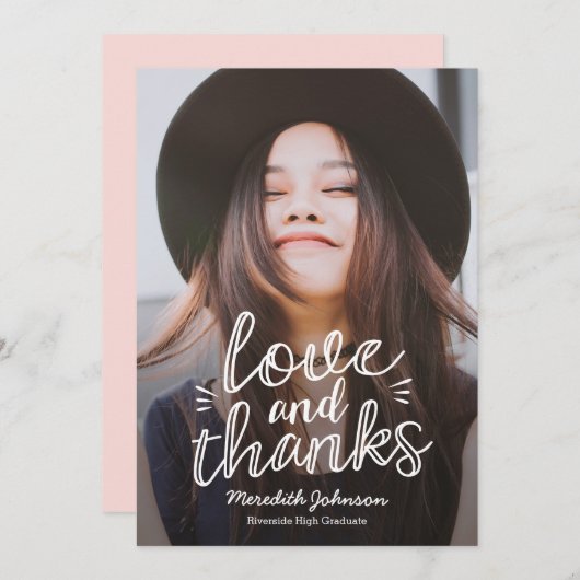 Handscript Happiness EDITABLE KLOR Foto Bedankkaart (Voorkant / Achterkant)