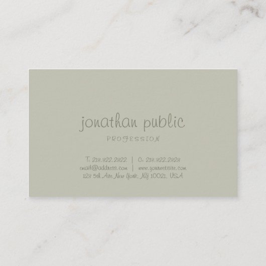 Handscript Simple Modish Elegant Green Sjabloon Visitekaartje (Achterkant)