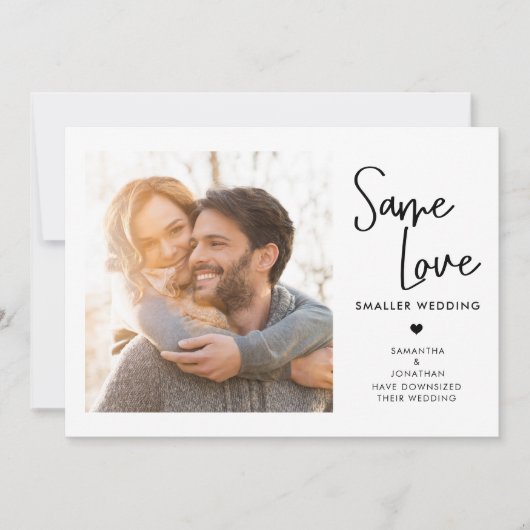 Handscriptie Zelfde liefde Kleinere bruiloft Foto Save The Date (Voorkant)
