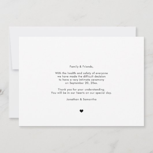 Handscriptie Zelfde liefde Kleinere bruiloft Foto Save The Date (Achterkant)