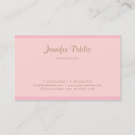 Handscriptnaam Plain Elegant roze goudvormig Visitekaartje (Achterkant)