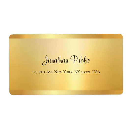 Handscriptnaam Sjabloon Gold Kijk elegant Etiket (Voorkant)