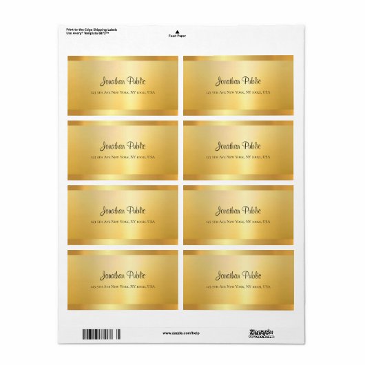 Handscriptnaam Sjabloon Gold Kijk elegant Etiket (Full Sheet)