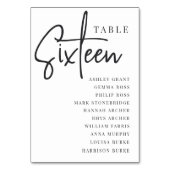 Handscripttabel SIXTEEN + gastnamen Kaart (Voorkant)