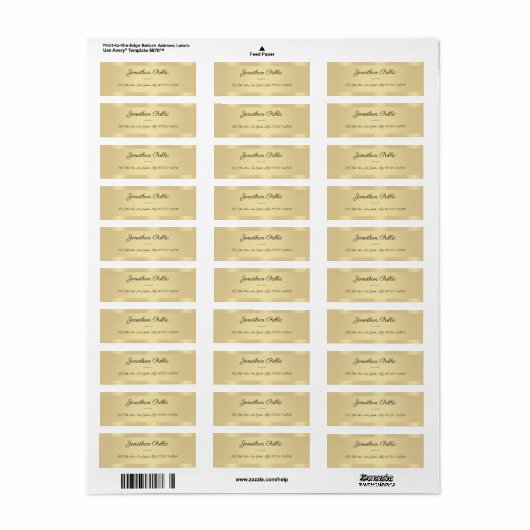 Handscripttekst Faux Gold-Sjabloon legant Etiket (Full Sheet)