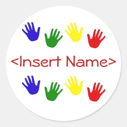 handse prints ronde sticker (Voorkant)