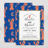 Handse Waterverf Lobster Shrimp Crawfish Bridal Kaart (Voorkant / Achterkant)