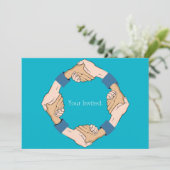 Handshake Circle Hands-uitnodiging Kaart (Staand voorkant)