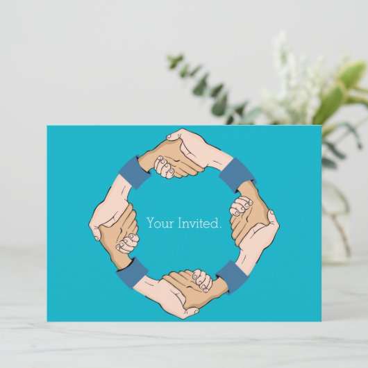 Handshake Circle Hands-uitnodiging Kaart (Staand voorkant)
