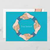 Handshake Circle Hands-uitnodiging Kaart (Voorkant / Achterkant)