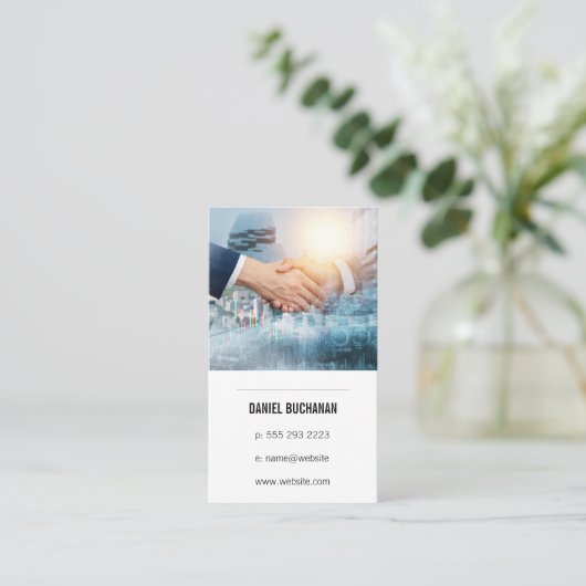 handshake deal | Financiële grafieken Visitekaartje (Staand voorkant)