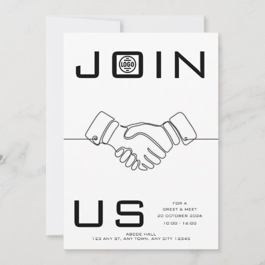 Handshake Lijn Kunst Zakelijk Netwerk Uitnodiging (Voorkant)