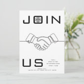Handshake Lijn Kunst Zakelijk Netwerk Uitnodiging (Staand voorkant)