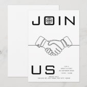 Handshake Lijn Kunst Zakelijk Netwerk Uitnodiging (Voorkant / Achterkant)
