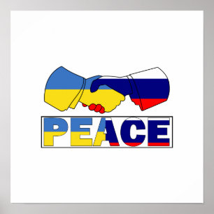 Handshake of Peace, Ukraine Russia Flag Poster
