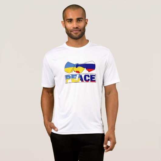 Handshake of Peace, Ukraine Russia Flag T-shirt (Voorkant volledig)