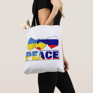 Handshake of Peace, Ukraine Russia Flag Tote Bag