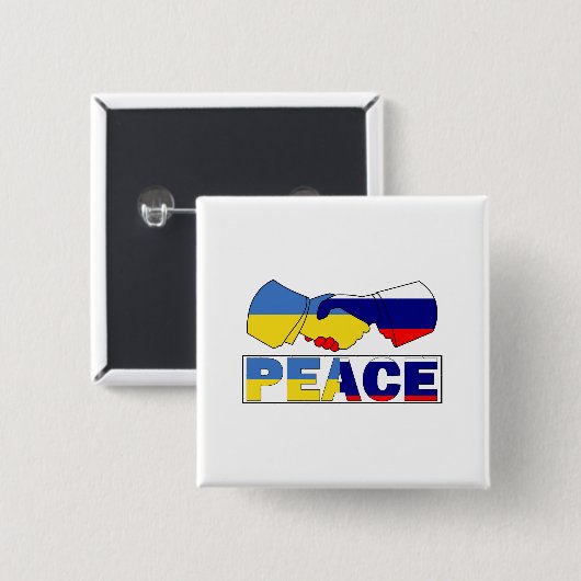 Handshake of Peace, Ukraine Russia Flag Vierkante Button 5,1 Cm (Voorkant /achterkant)
