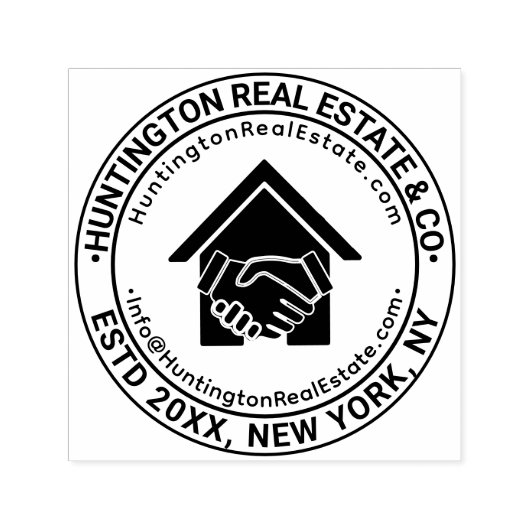 Handshake Vastgoed Bedrijfsnaam URL E-mail #2 Zelfinktende Stempel (Design)