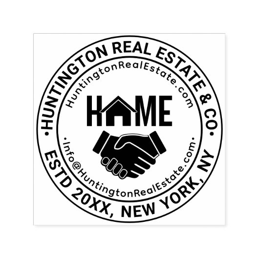 Handshake Vastgoed Bedrijfsnaam URL E-mail Opgeric Zelfinktende Stempel (Design)