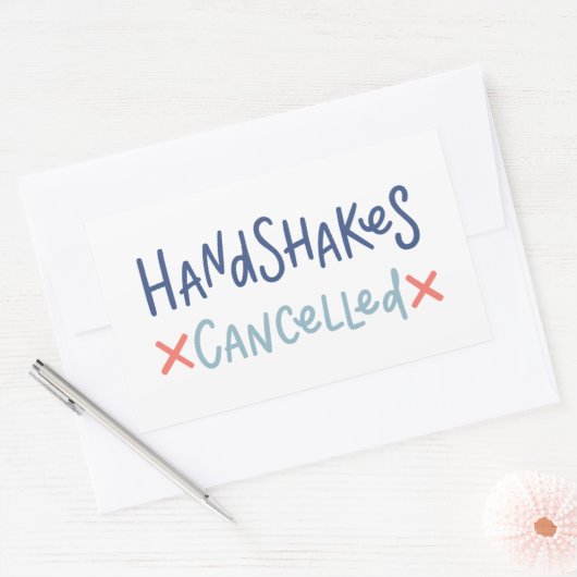 Handshakes geannuleerd rechthoekige sticker (Envelop)
