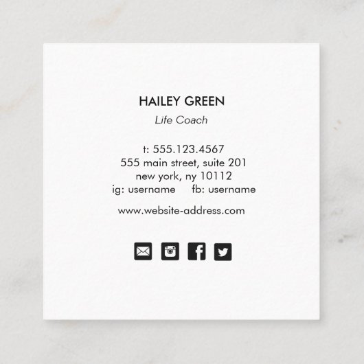 Handshand Leaf Plant Therapist counseling Vierkante Visitekaartje (Achterkant)