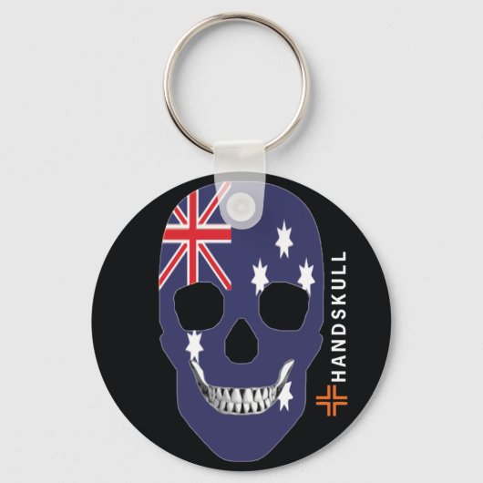 HANDSKULL Australia, Happy skull, Australia flag Sleutelhanger (Voorkant)