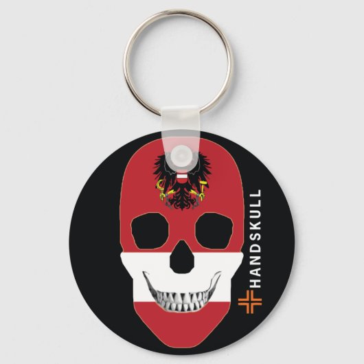 HANDSKULL Austria, Happy skull, Austria flag Sleutelhanger (Voorkant)